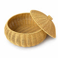 Rattan Look Lidded Basket for Kitchen Bathroom Counter