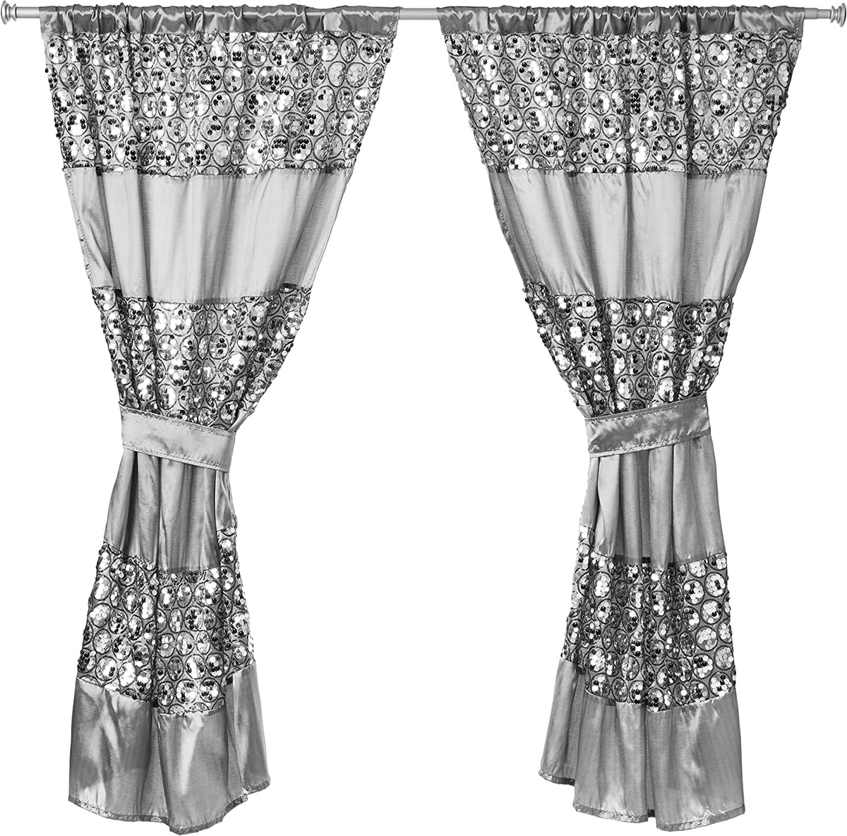 Zahari Home Sinatra Window Curtain Stylish Bathroom Window Curtain,36'' x 54'' Each, Set of 2, Silver