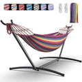 Everyfun Double Hammock With Heavy-Duty Steel Stand,Portable,Easy Assembly,600Lbs Weight Capacity,Suit For Indoor,Yard,Camping,O