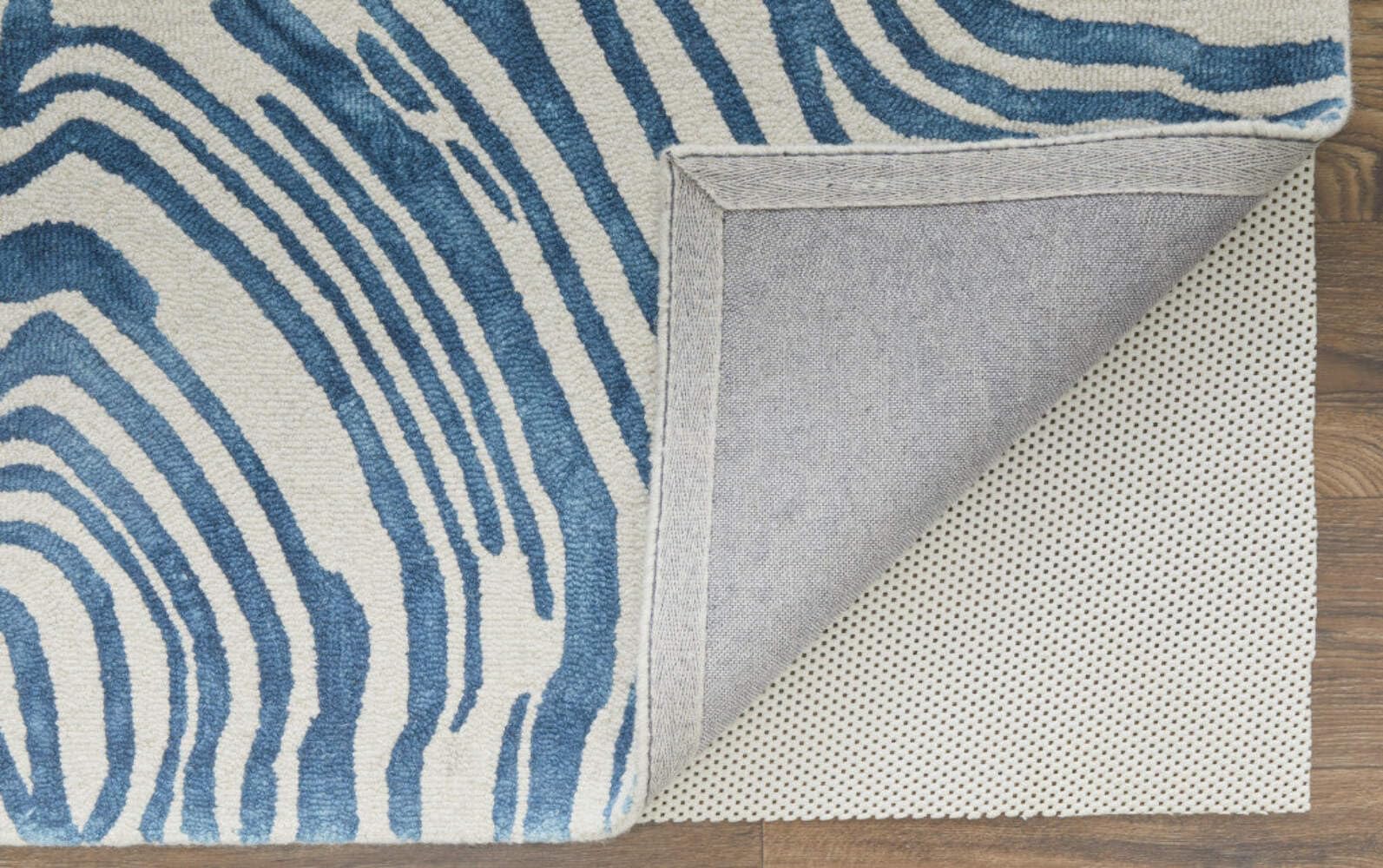 HomeRoots 511112 8 x 11 ft. Blue & Ivory Wool Geometric Hand Tufted Handmade Rectangle Area Rug