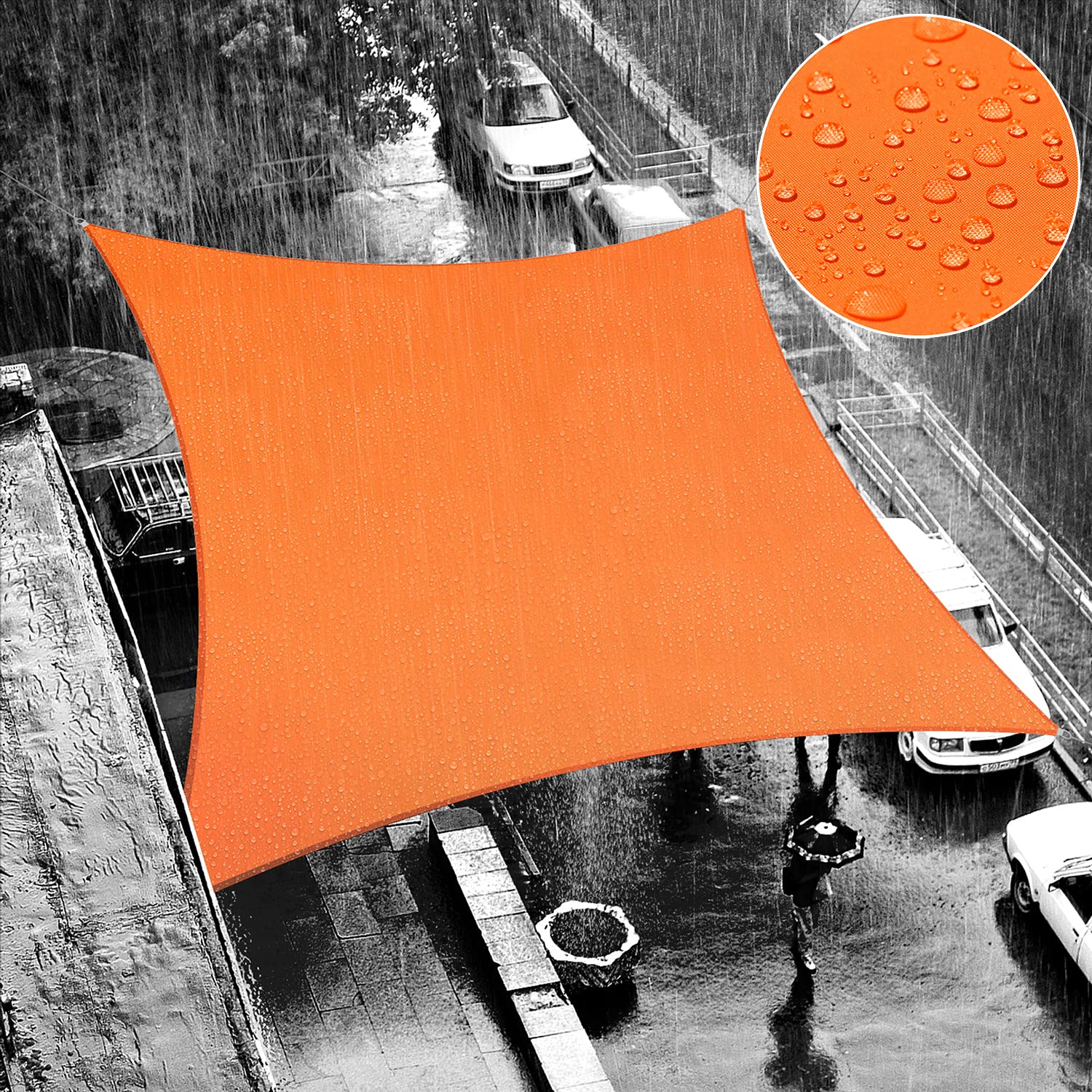 Shademart 9 ' X 19 ' Orange Waterproof Shade Sail Sun Shade Sail Rectangle Custom Size Water Resistant Canopy Awning Shelter, 95