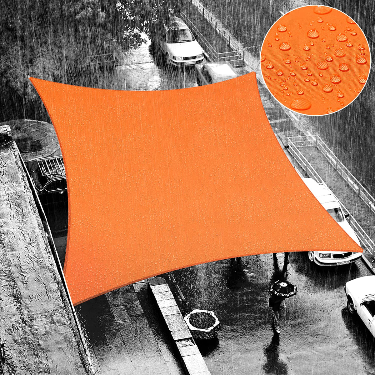 Shademart 10 ' X 10 ' Orange Waterproof Shade Sail Sun Shade Sail Square Custom Size Water Resistant Canopy Awning Shelter, 95%