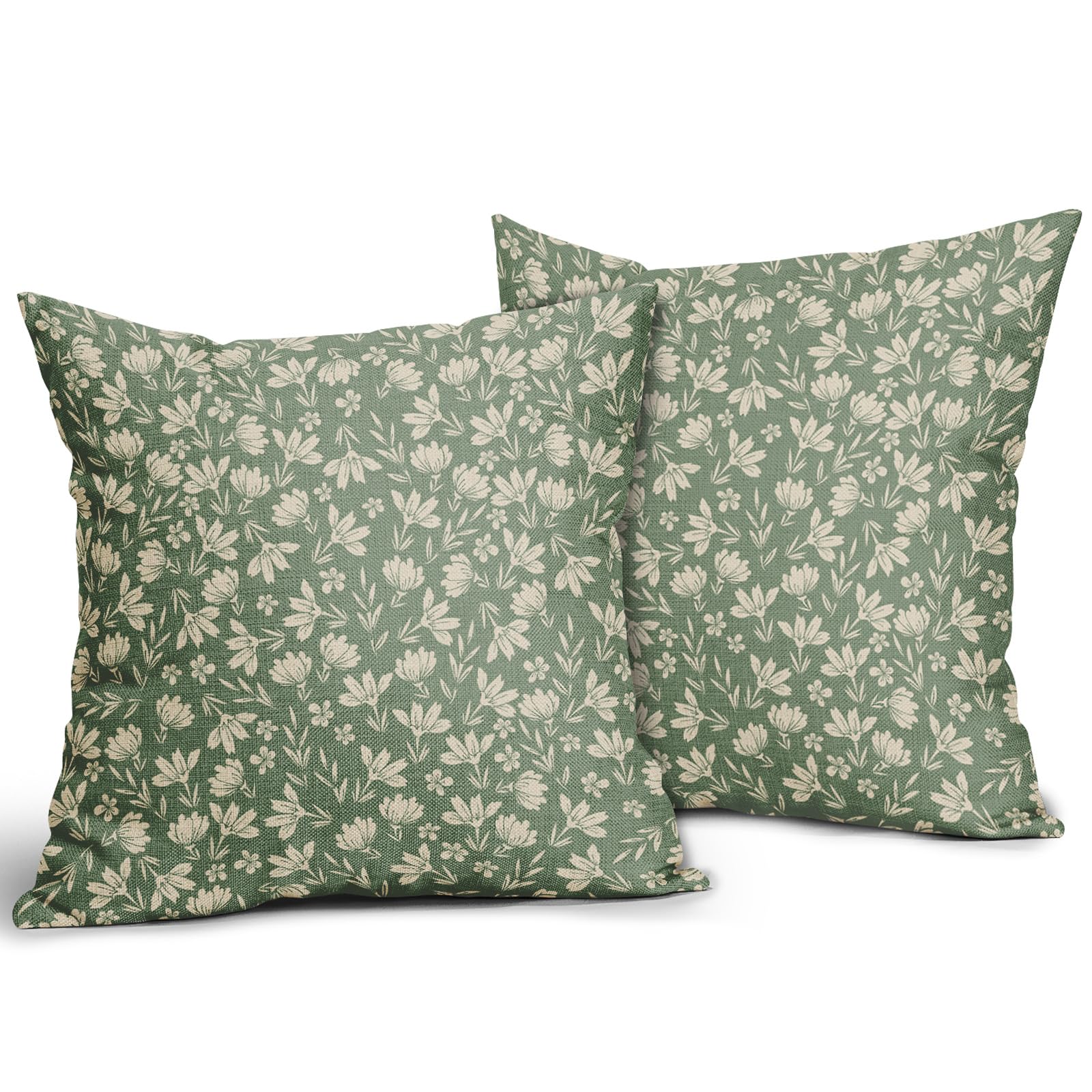 Aytipun Spring Sage Green Pillow Covers 20X20 Set Of 2 Vintage Floral Rustic Old Style Cute Flower Print Decorative Outdoor Pill