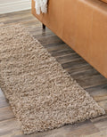 Rugs.com - ber Cozy Solid Shag Collection Rug - 10 Ft Runner Taupe Shag Rug Perfect for Hallways, Entryways