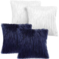 Irenare 4 Pack Faux Fur Throw Pillow Covers Square Cushion Cover Fuzzy Pillow Case Soft Decorative Pillowcase for Sofa, Couch, C