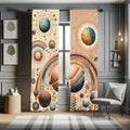 Ambesonne Planets Window Curtains, Modern Scandi Themed Leafy Rainbows Starry Atmosphere and Globes Artwork, Lightweight Decorat