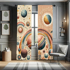 Ambesonne Planets Window Curtains, Modern Scandi Themed Leafy Rainbows Starry Atmosphere and Globes Artwork, Lightweight Decorat
