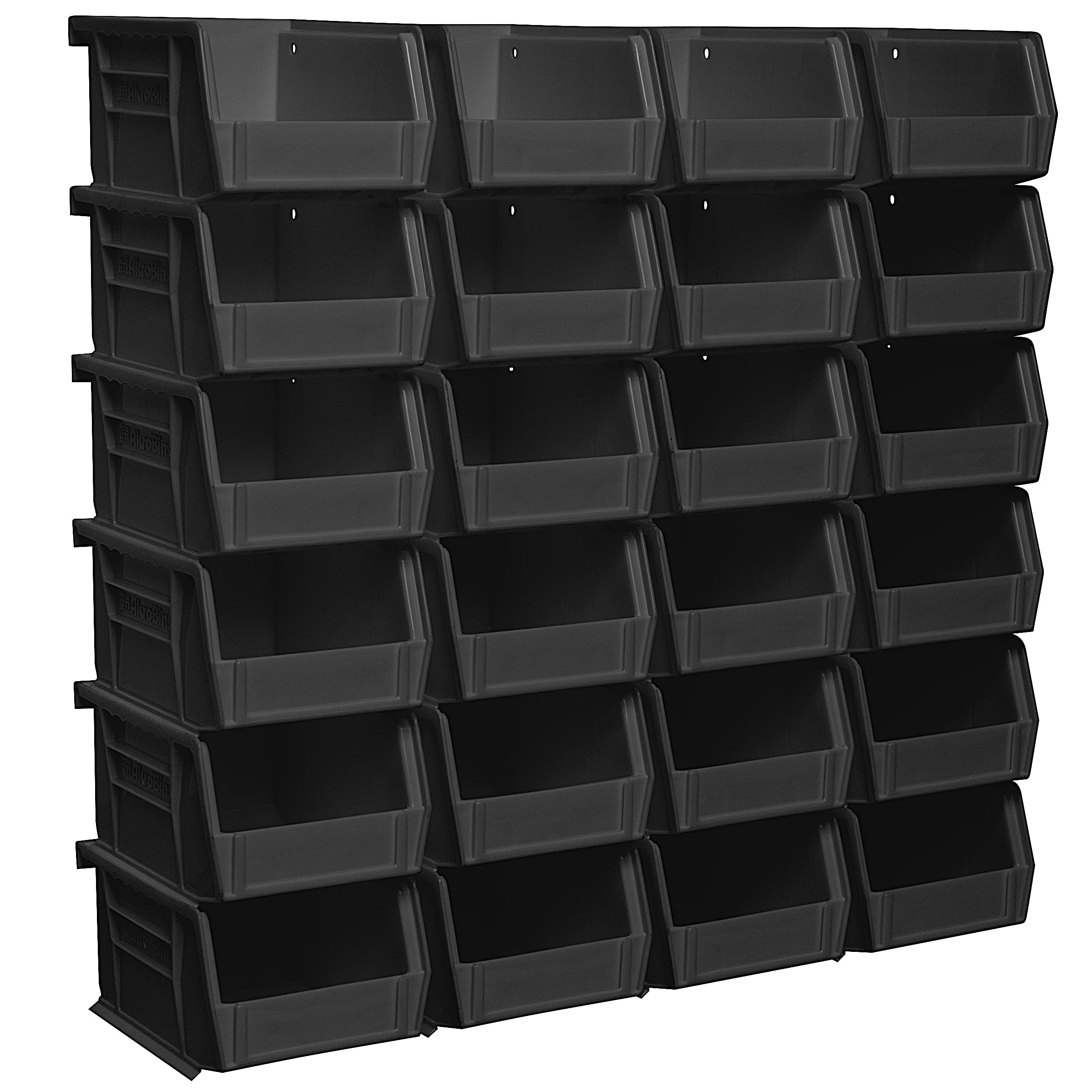 Akro-Mils 30210 Akrobins Plastic Hanging Stackable Storage Organizer Bin, 5-Inch X 4-Inch X 3-Inch, Black, 24-Pack