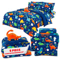 Sapphire Home 6 Piece Dinosaur Twin Bedding Set For Boys, Bed In A Bag, Kids Comforter Set With Bed Sheets, Pillow Case, Toy Pil