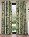 Fashion String 1 Piece Floral Blossoms Eyelet Polyester Door Curtain  7 Feet, Green