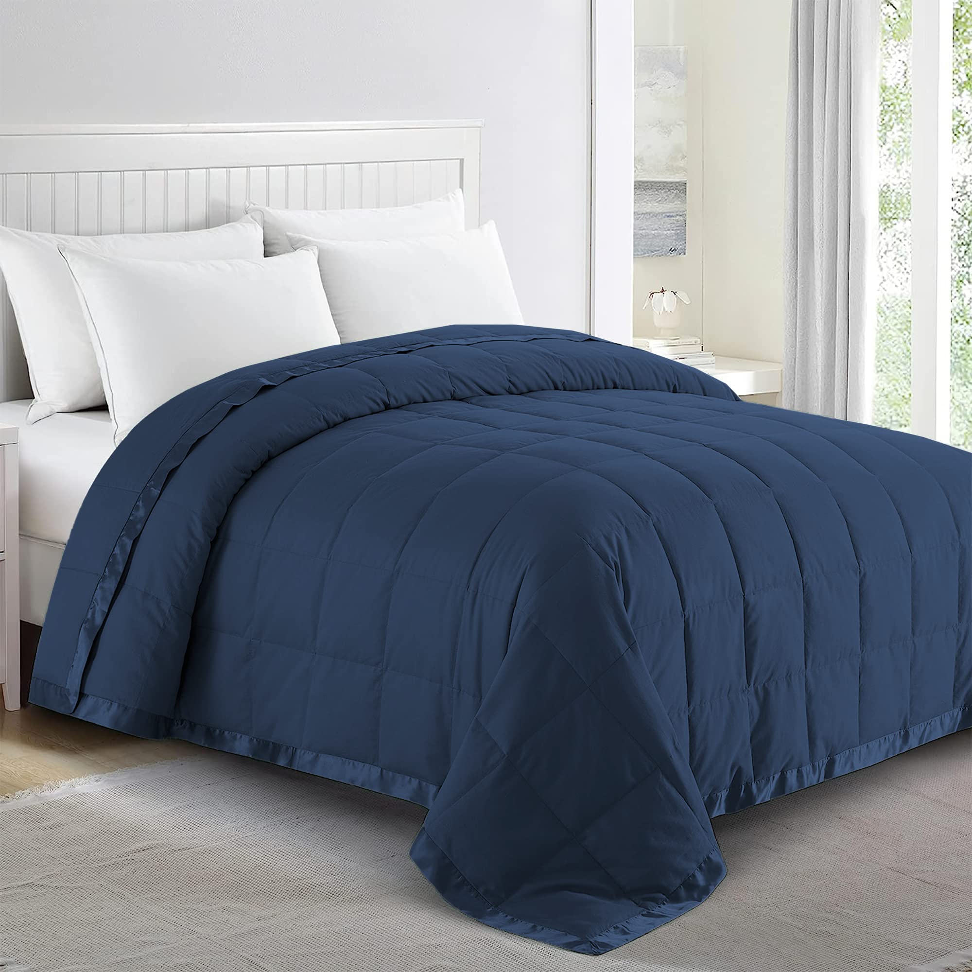 Puredown Blankets King Size - Soft Lightweight Down Blanket For All Seasons, Cozy Warm Luxury Bed Blanket With Satin Trim, 100%