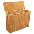 UPKOCH Woven Basket with Lid and Handle Narrow Tall Storage Box 15 Inch Decorative Organizer for Magazines Toys and Household Su