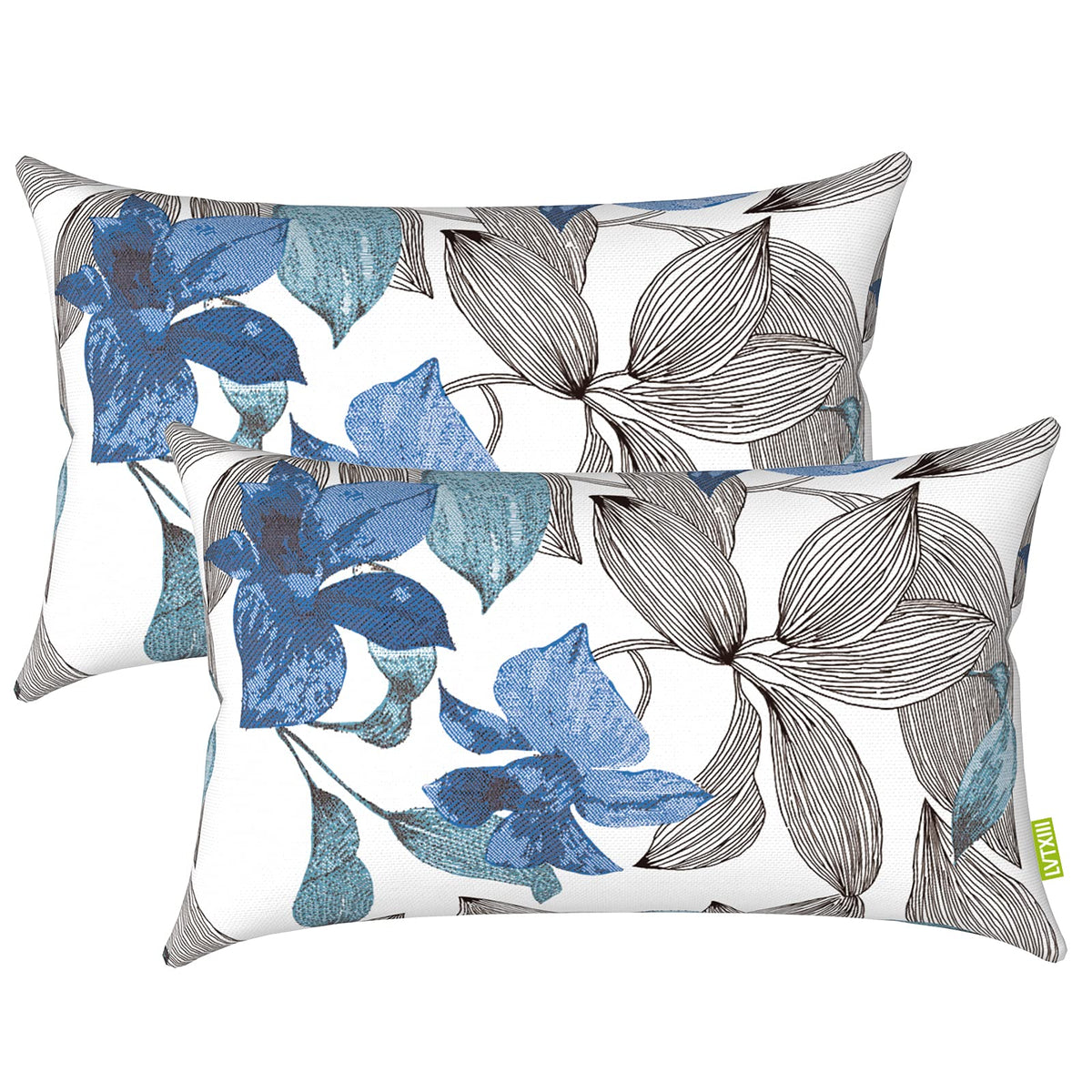 Lvtxiii Outdoor Lumbar Pillow Covers Set Of 2 Patio Decorative Pillow Cases, Water Repellent Lumbar Cushion Cases For Sofa, Pati