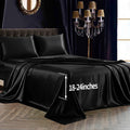 Siinvdabzx 4Pcs Extra Deep Pocket Satin Sheet Set Full Size, Ultra Silky Soft Black Satin Full Bed Sheets Deep Fitted Sheet Set