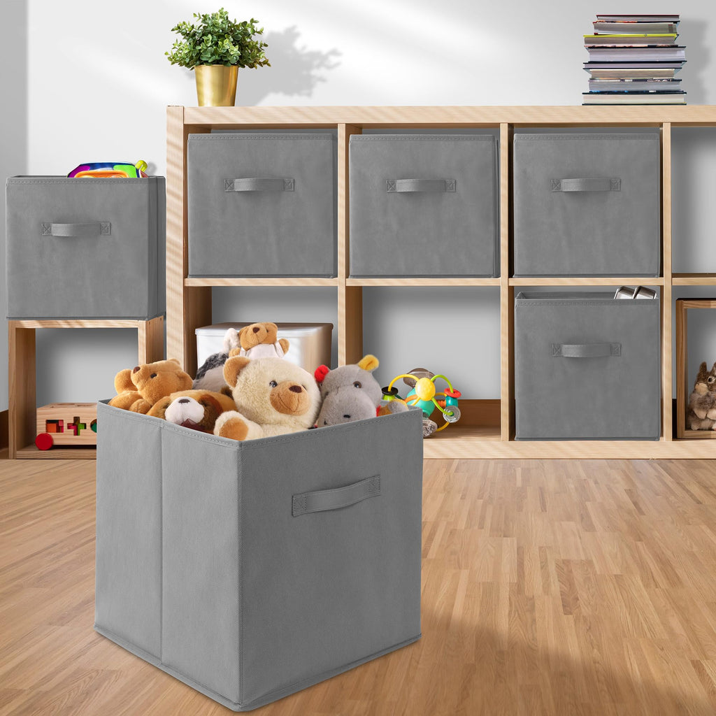 Casafield Set Of 6 Collapsible Fabric Cube Storage Bins, Gray - 13'' Foldable Cloth Baskets For Shelves, Cubby Organizers & More