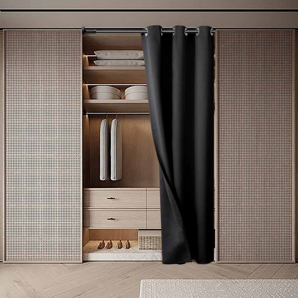Bgment Black Door Curtain 78 Inch Length For Doorway, Bedroom Closet Curtain, Privacy Thermal Insulated Blackout Grommet Room Divider For Room Separation, 1 Panel, 40 Inch Wide