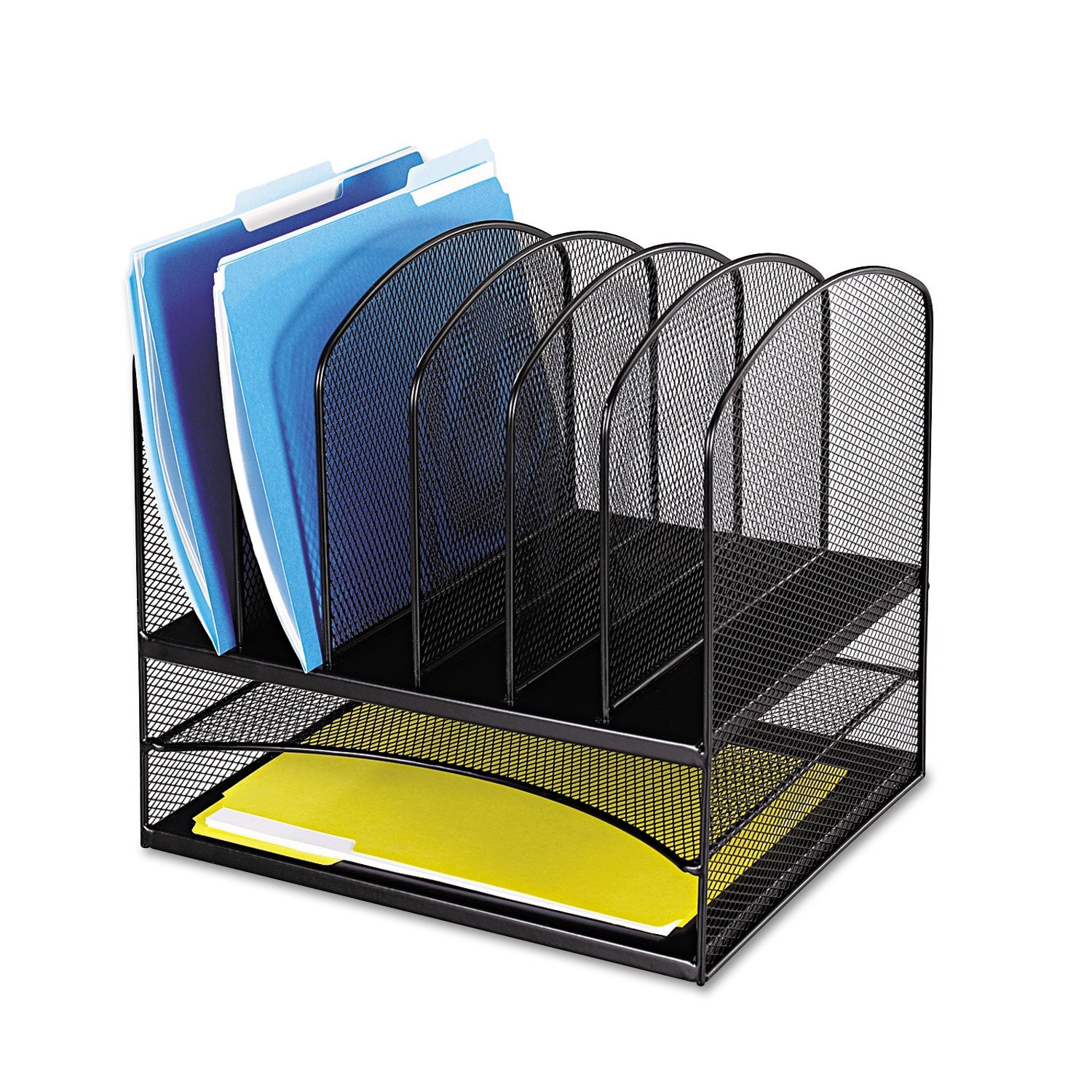 Safco, Onyx Desk Organizer With 6 Vertical & 2 Horizontal Trays , File Organizer For Home, Office, Classroom & More, Steel Mesh