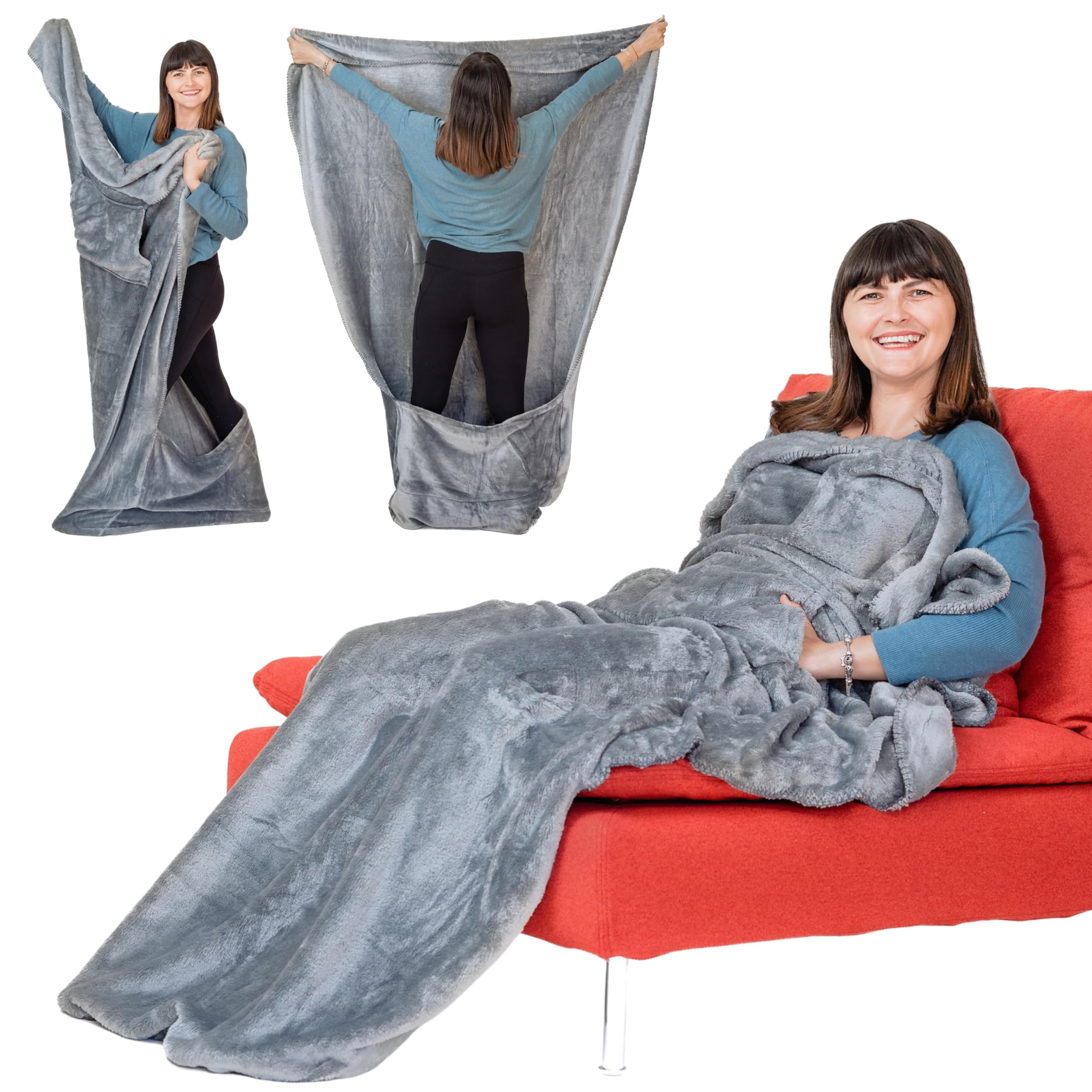 Ezrallora Giant Plush Fleece Foot Pocket Blanket -Patent Pending- 75X55In Xxl Premium Throw - Valentine'S Day Gamer Gifts - Gift