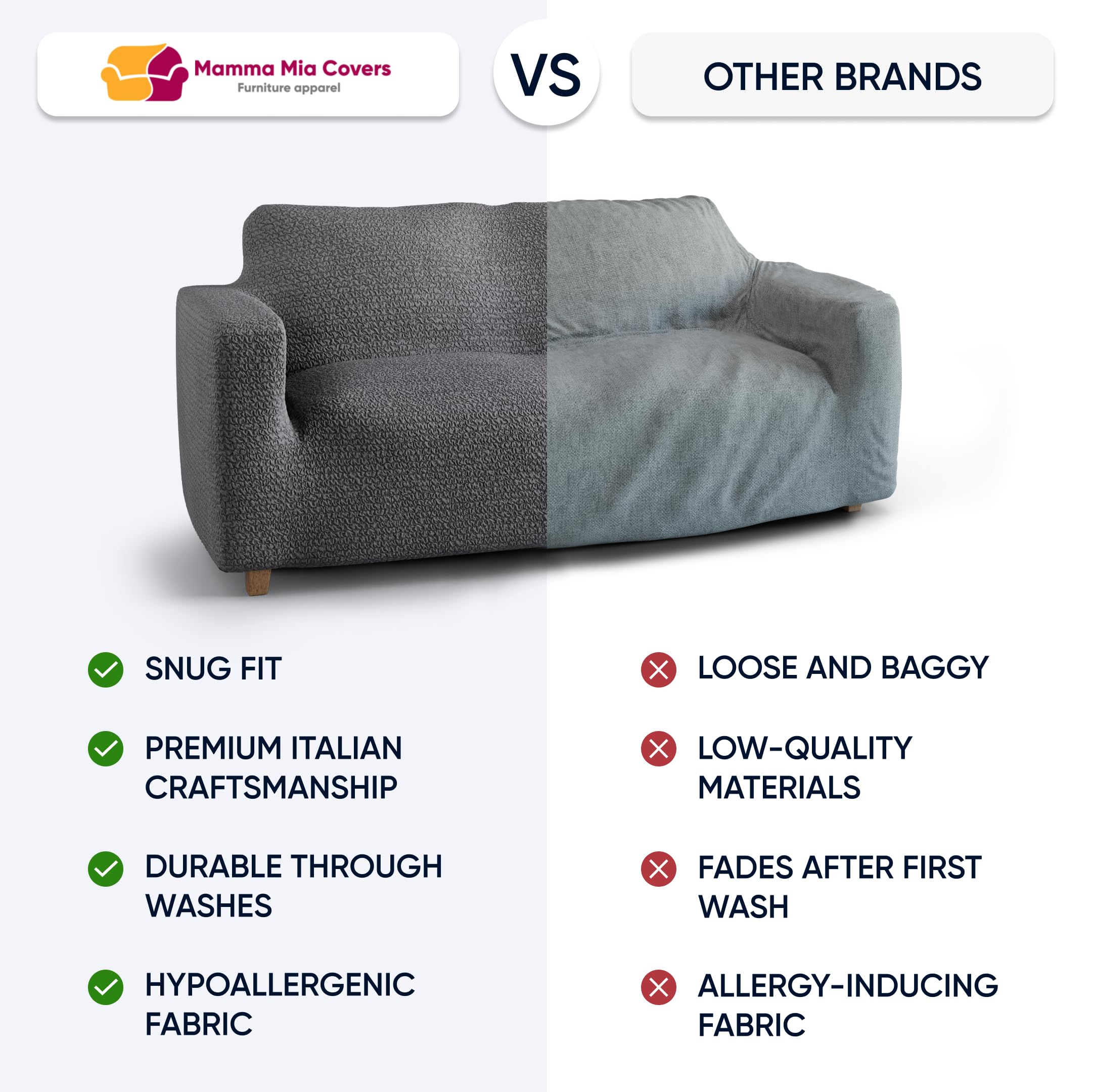 Paulato By Ga.I.Co. Loveseat Slipcover - Oversized Chair Cover - Stretch Couch Cover - Cushion Love Seat Sofa Cover - 1-Piece Fo