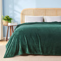 Newcosplay Super Soft Queen Blanket Forest Green Premium Silky Flannel Fleece Leaves Pattern Lightweight Bed Blanket All Season