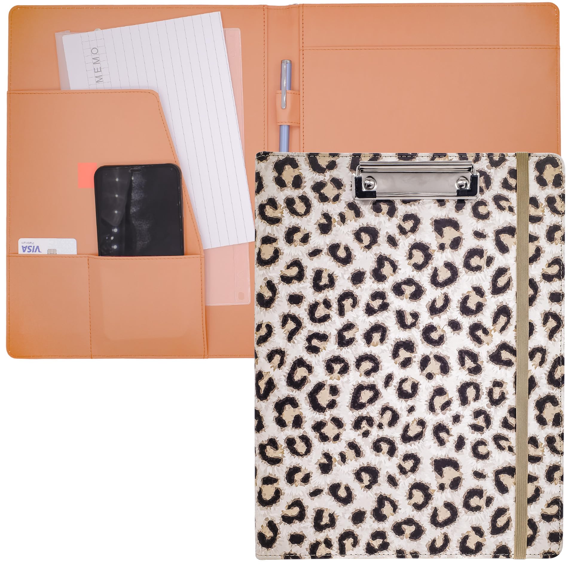 Eceiro Portfolio Clipboard With Storage Leather Binder Nursing Clipboard Padfolio For Women Non-Plastic Clipboard -Cute Office S