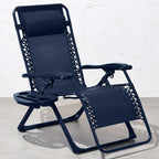 Best Choice Products Adjustable Zero Gravity Chair, Monochromatic Color Folding Patio Recliner W/Side Tray, Headrest - Navy