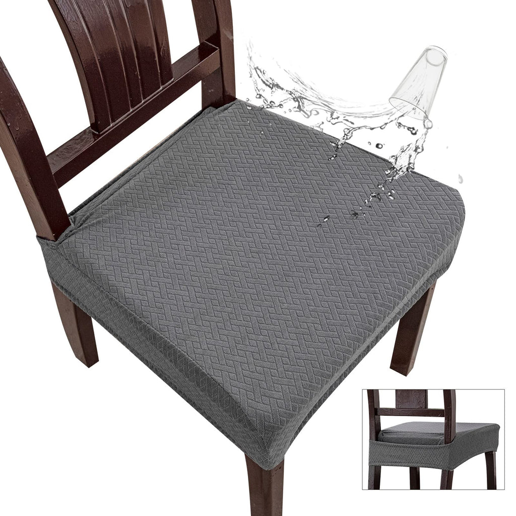 Genina Waterproof Seat Covers for Dining Room Chair Covers Waterproof Dining Chair Covers (6 PCS-Rear-Covered, Dark Gray)