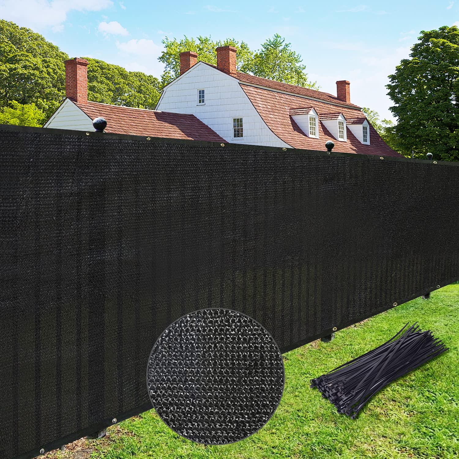 Upgrade Privacy Fence Screen 6'X90' Black Outdoor 90% Visibility Blockage 170 Gsm Mesh Shade Cover Panels For Backyard,Balcony,H