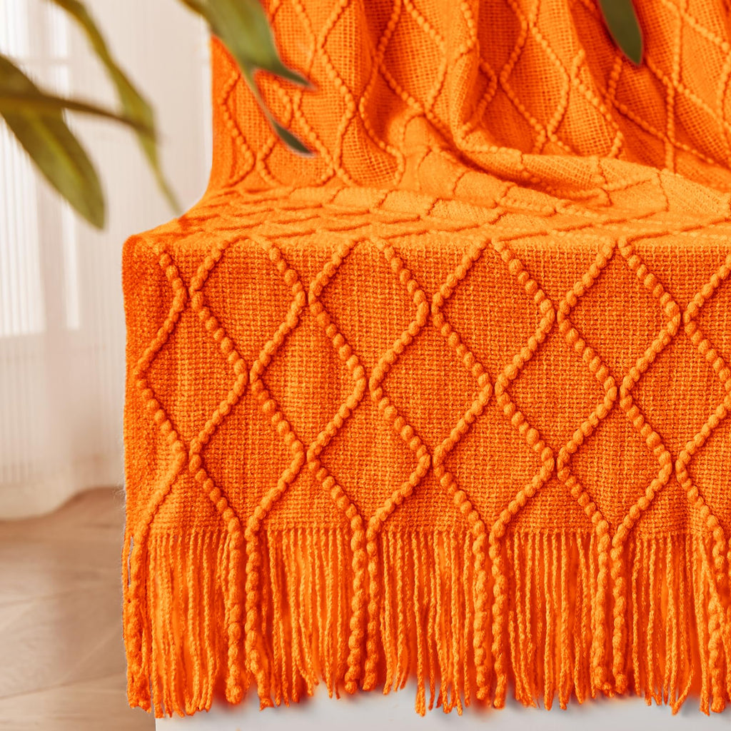 Inhand Fall Throw Blanket Burnt Orange Halloween Decor For Couch, Soft Living Room Home Decor Knitted Blanket, Outdoor Lightweig