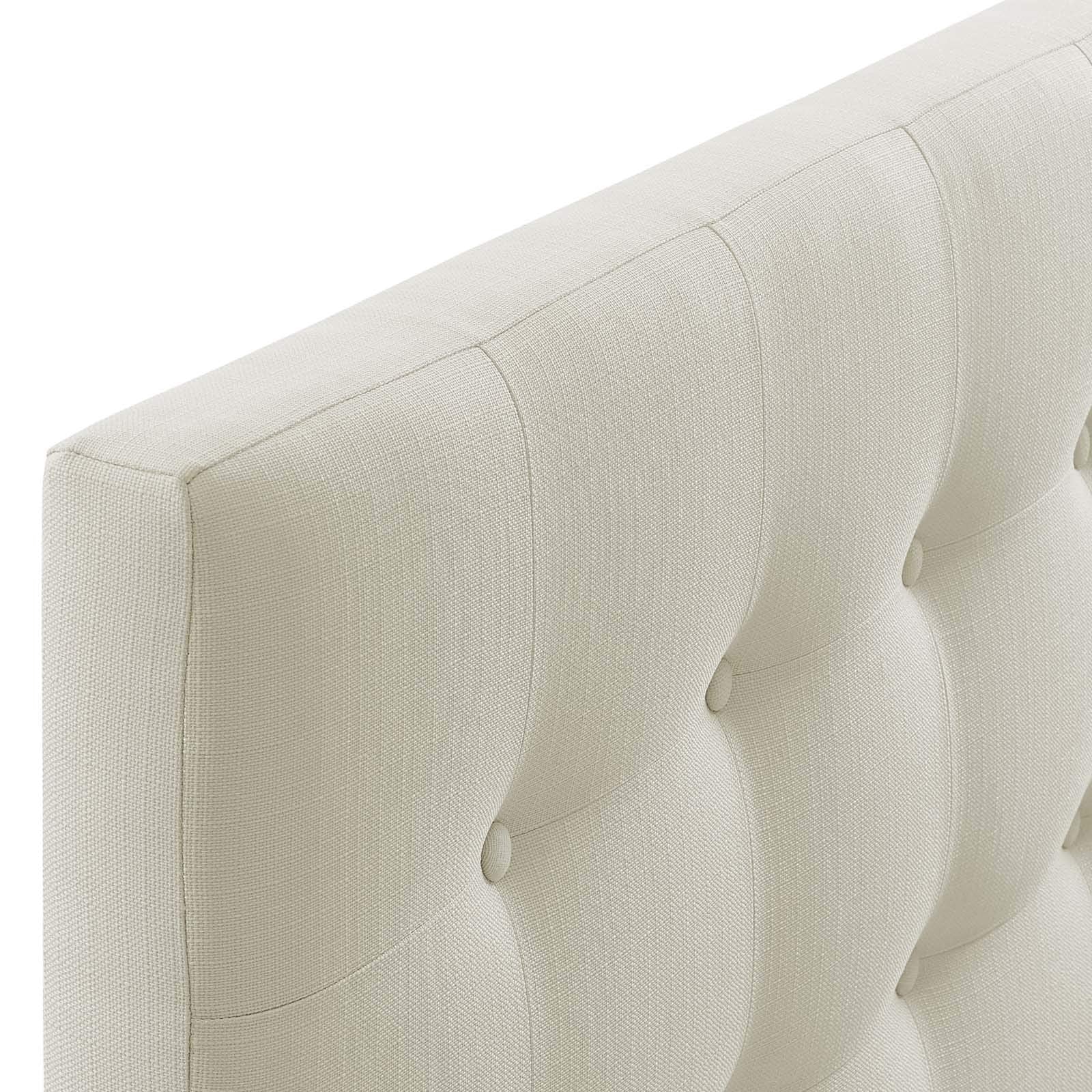 Modway Emily Tufted Button Linen Fabric Upholstered Queen Headboard in Ivory