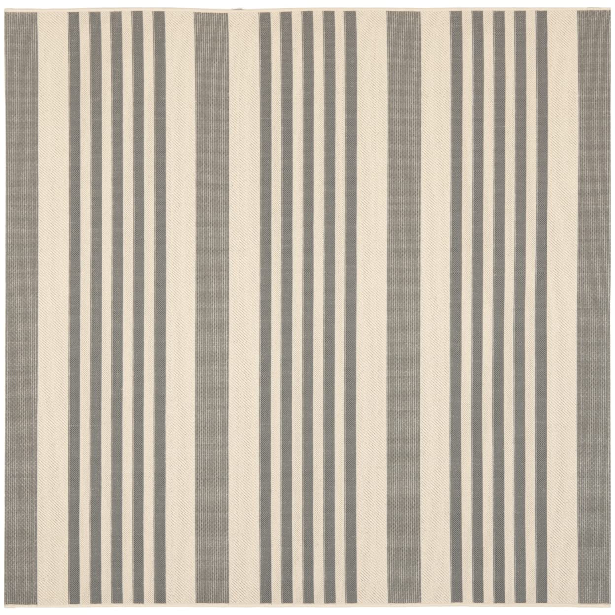 SAFAVIEH Courtyard Collection 7'10'' Square Grey/Bone CY6062 Stripe Indoor/ Outside Waterproof Easy cleansingPatio Backyard Mudr