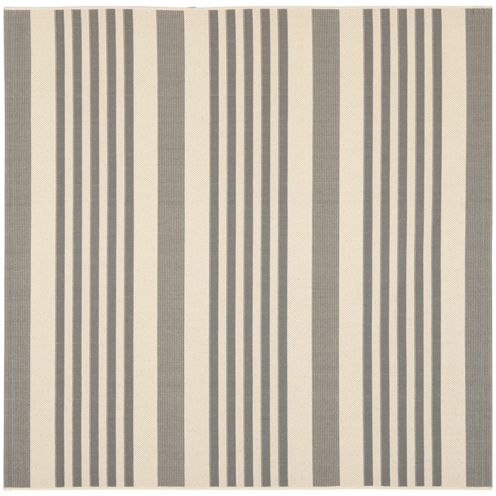 SAFAVIEH Courtyard Collection 7'10'' Square Grey/Bone CY6062 Stripe Indoor/ Outside Waterproof Easy cleansingPatio Backyard Mudr