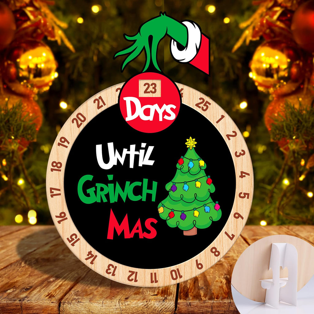 PETCEE Christmas Grinch Advent Calendar 2024 Wood Grinch Christmas Countdown Calendar Decorations Funny Days Until Grinchmas Cou