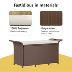 vidaXL Poly Rattan Storage Bench with Cushion, Indoor/Outdoor Ottoman Garden Bench, Waterproof Design, Easy Maintenance, 45.7" x 18.1" x 22.4" Brown