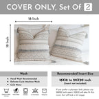 Blissblush Gray Decorative Throw Pillow Cover 18X18 Combo Set Of 2 Square Boho Neutral Grey Accent Pillowcase Tassels Farmhouse