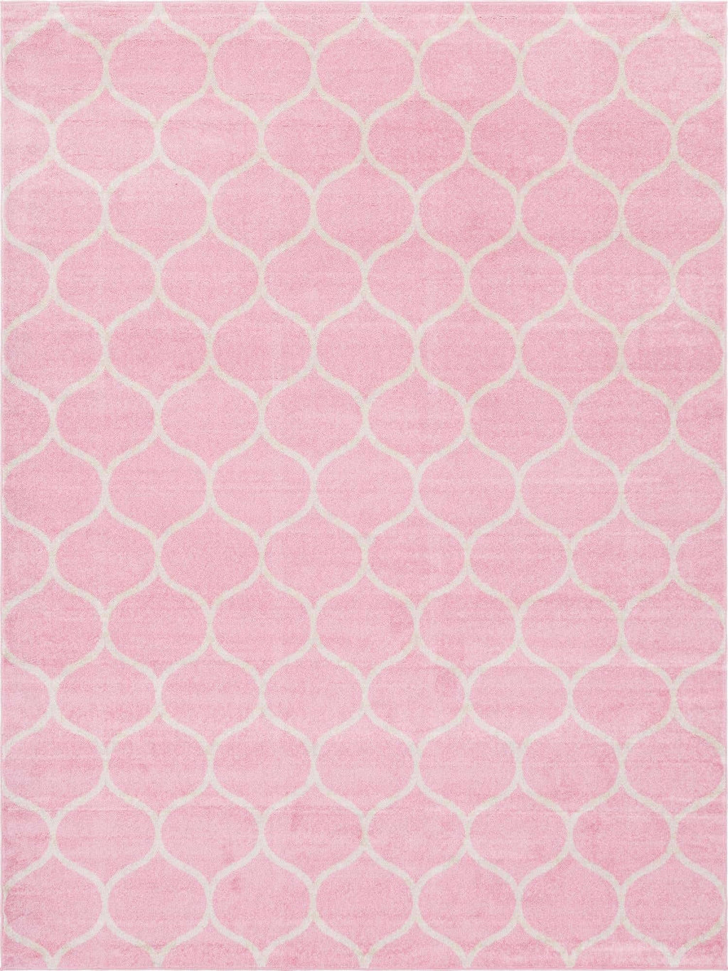 Unique Loom Trellis Frieze Collection Area Rug - Rounded (10' x 13', Light Pink/ Ivory)