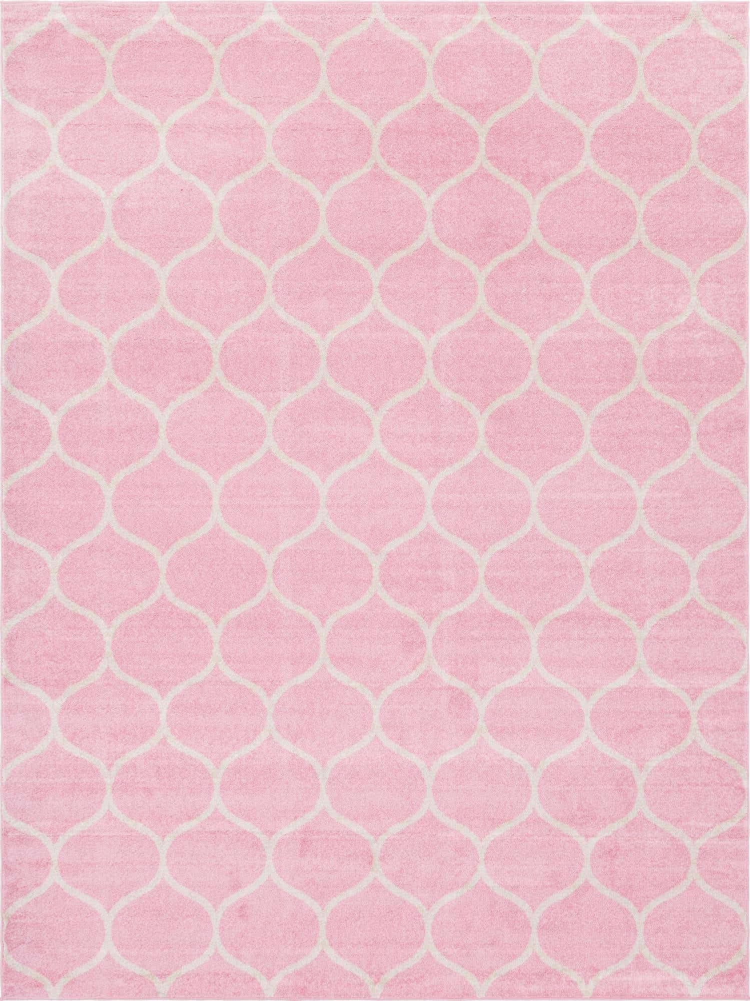 Unique Loom Trellis Frieze Collection Area Rug - Rounded (10' x 13', Light Pink/ Ivory)