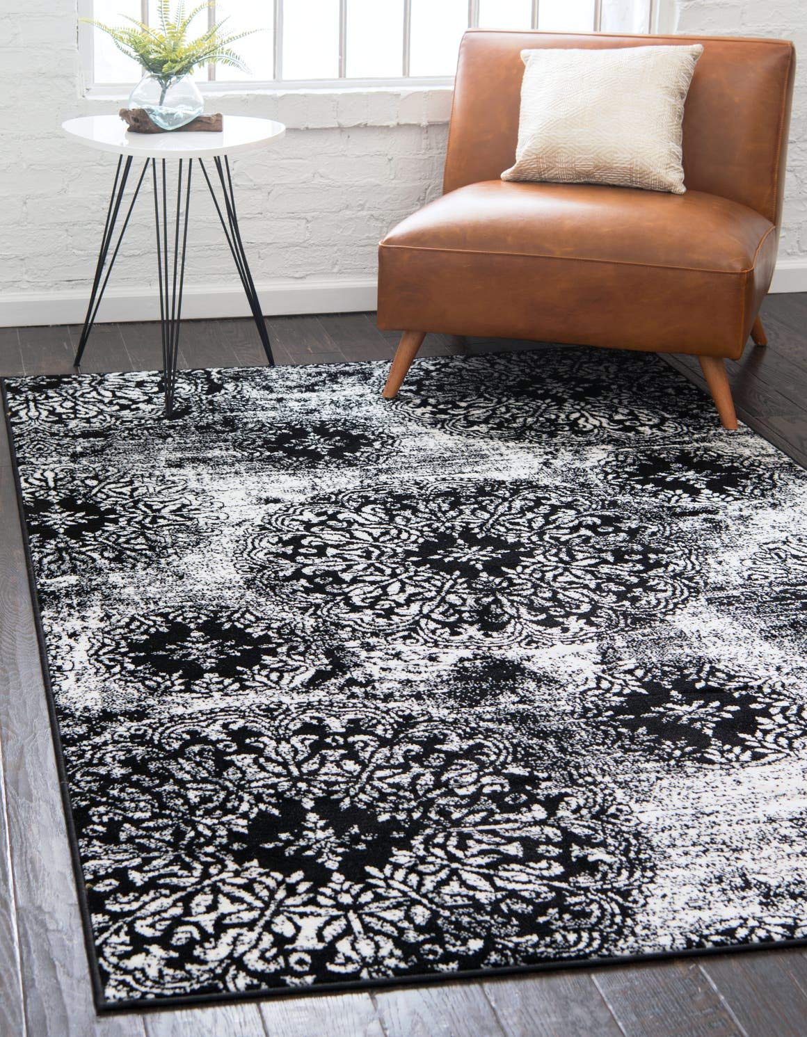 Unique Loom Sofia Collection Area Rug - Grand (2 2 x 3 1 Rectangle, Black/ Ivory)