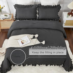 Andency Dark Gray Twin Size Comforter, 2 Pieces Kids All Season Ruffle Bed Comforter Set, Boho Lightweight Solid Farmhouse Shabby Chic Bedding Comforters & Sets (66X90Inch Comforter)