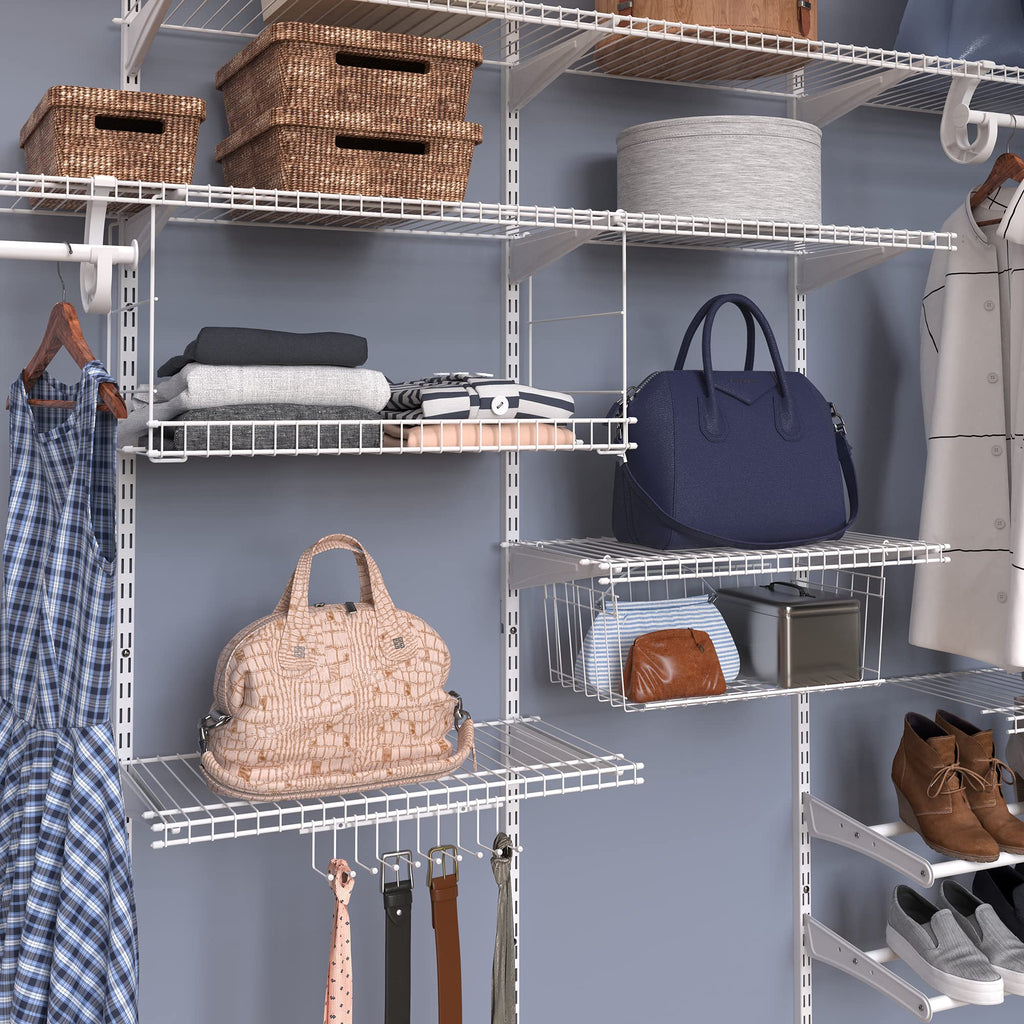 Closetmaid Hanging Rack For Ties, Belts, Scarves, Jewelry, 10 Hooks, Attaches To Wire Shelving Or Wall Mount, Durable Steel, Whi