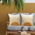 Sun Sunrise Sunshine Pillow Covers 16X16 Inch Sunset Boho Abstract Couch Pillow Cases Mustard Yellow Bohemian Throw Pillows Set