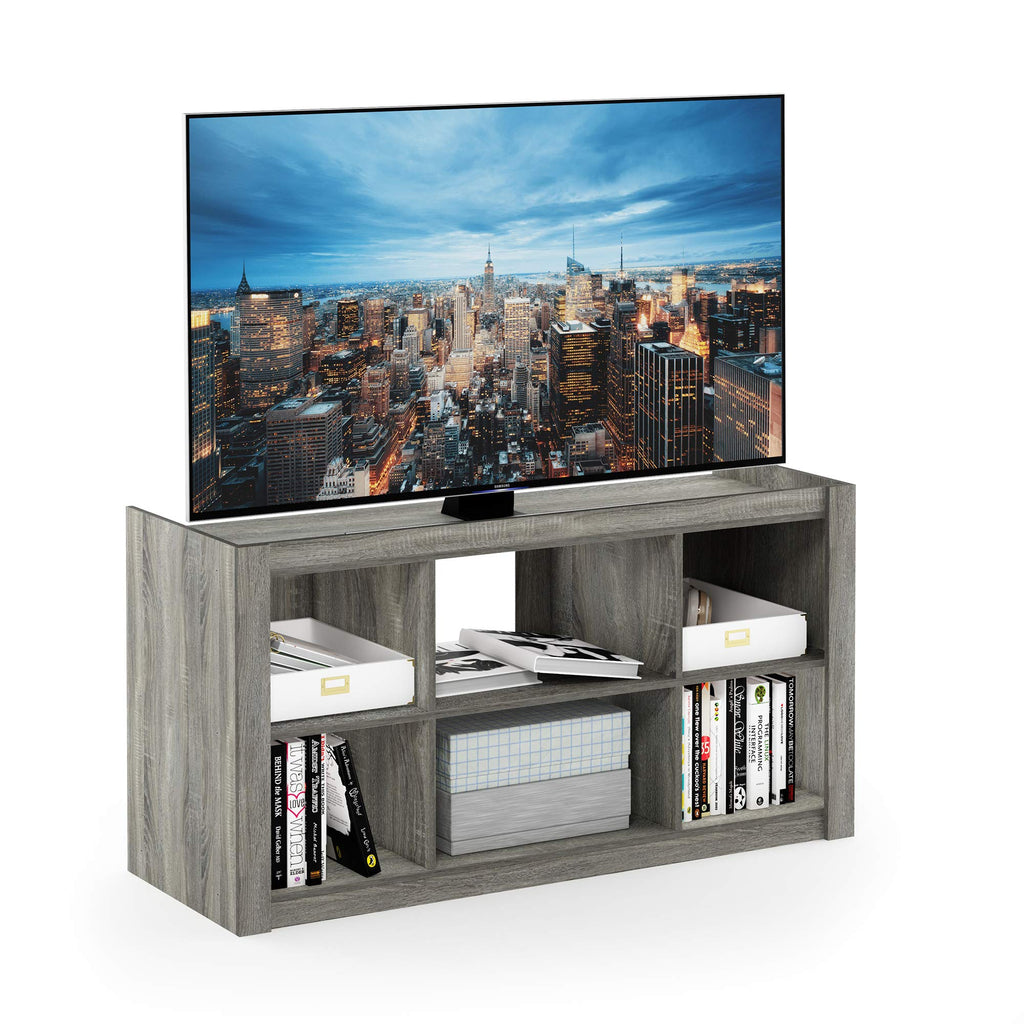 Furinno Fowler Multipurpose Tv Stand Bookshelves, French Oak Grey