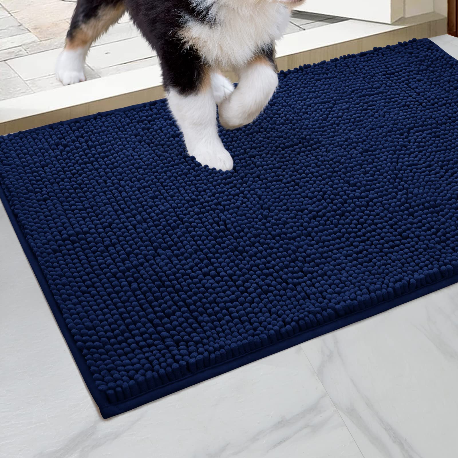 Homeideas Doormat Indoor Entrance, 32'X20', Highly Absorbent Chenille Muddy Dog Washable Mat, Non Slip Front Welcome Door Mat