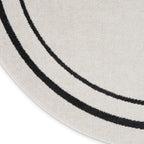 Nourison Essentials Indoor/Outdoor Ivory/Black 8' X Round Area -Rug, Easy -Cleaning, Non Shedding, Bed Room, Living Room, Dining