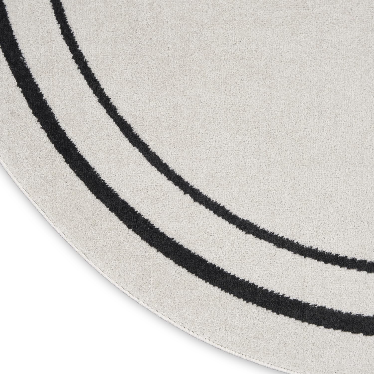 Nourison Essentials Indoor/Outdoor Ivory/Black 8' X Round Area -Rug, Easy -Cleaning, Non Shedding, Bed Room, Living Room, Dining