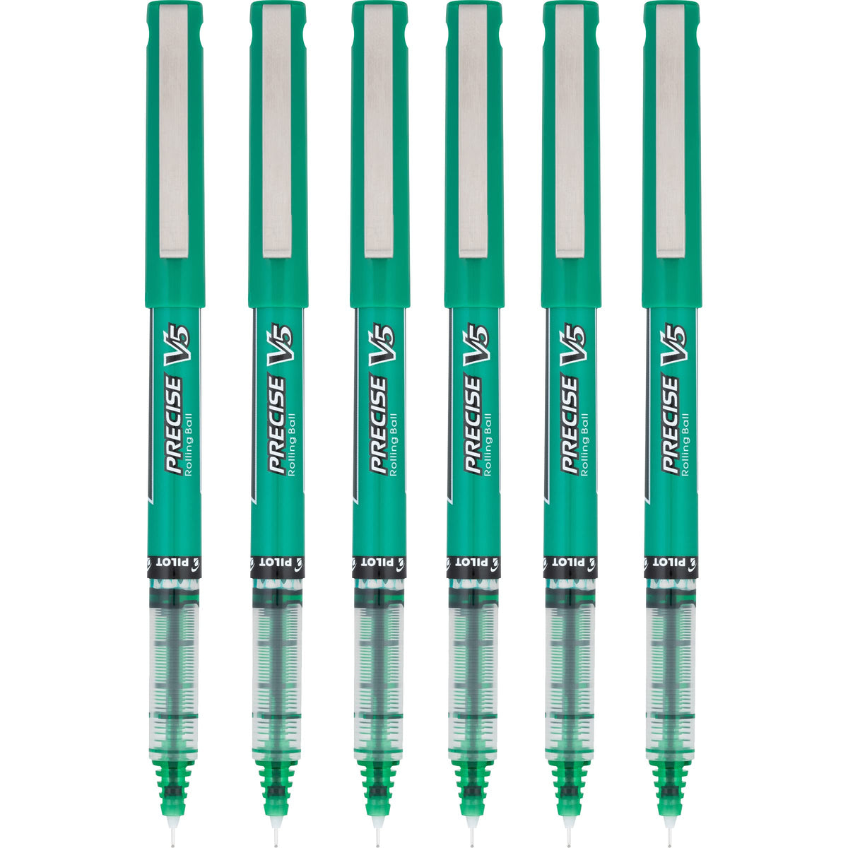 Pilot Precise V5 Roller Ball Stick Pens, 0.5Mm, Extra Fine, Green Ink, 6-Count