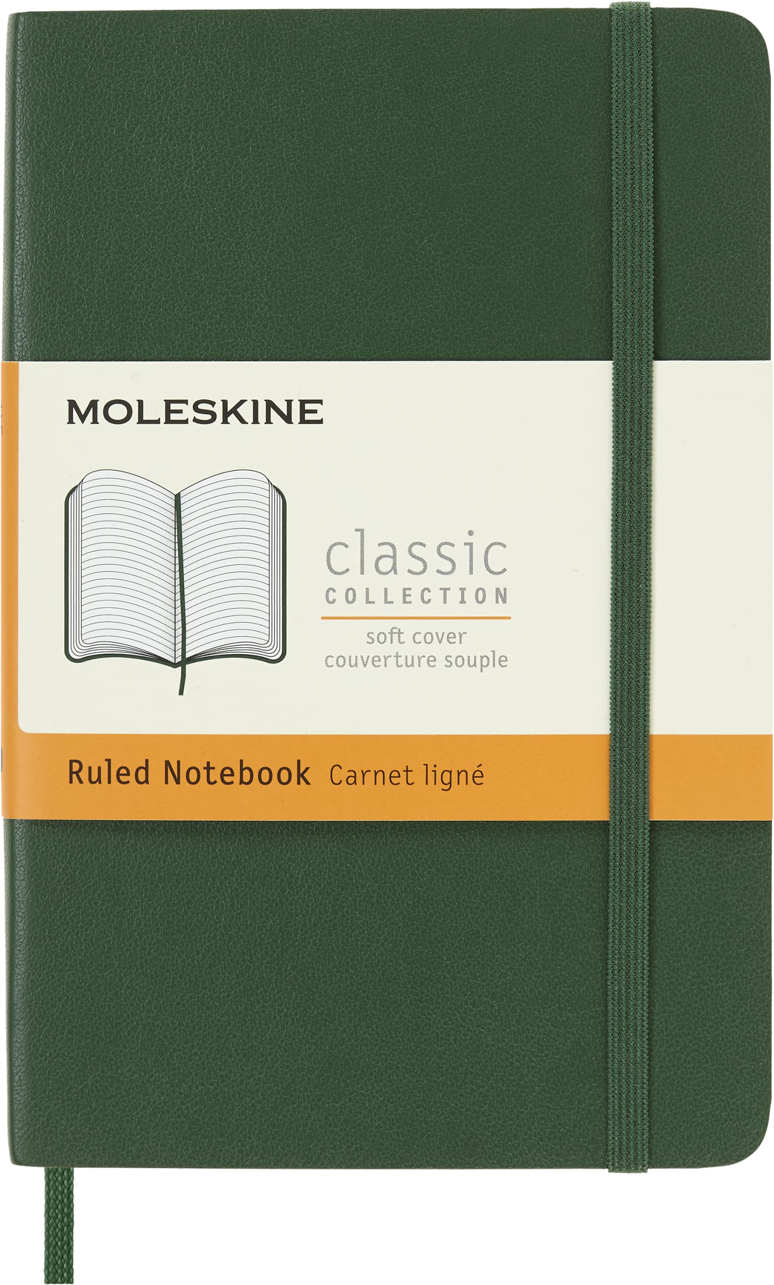 Moleskine Classic Notebook, Soft Cover, Pocket (3.5' X 5.5') Ruled/Lined, Myrtle Green, 192 Pages