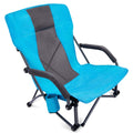 G4Free Low Sling Folding Beach Camping Chairs Compact Concert Lumbar Back Support with Carry Bag Blue