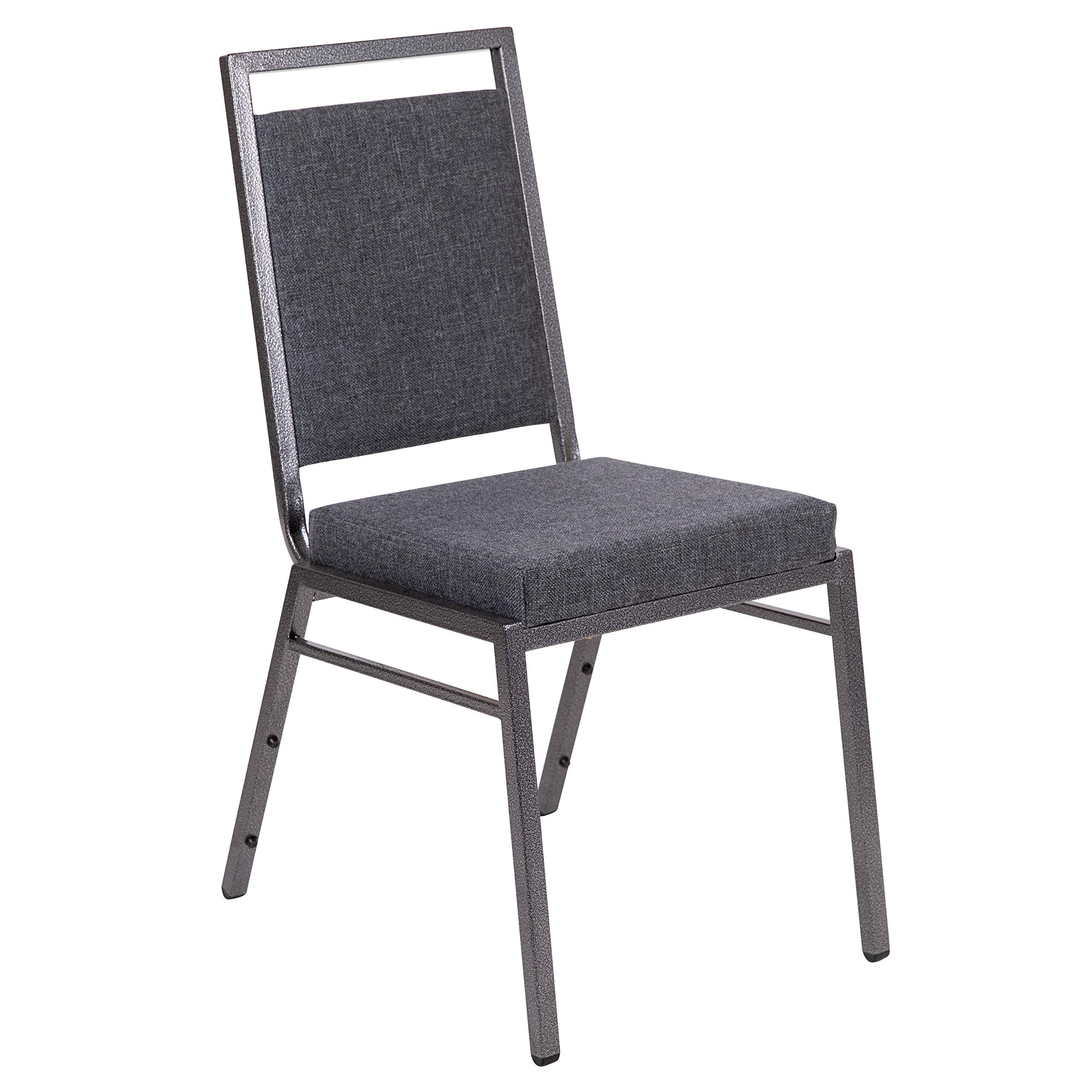 Flash Furniture Hercules Series Square Back Stacking Banquet Chair In Dark Gray Fabric With Silvervein Frame