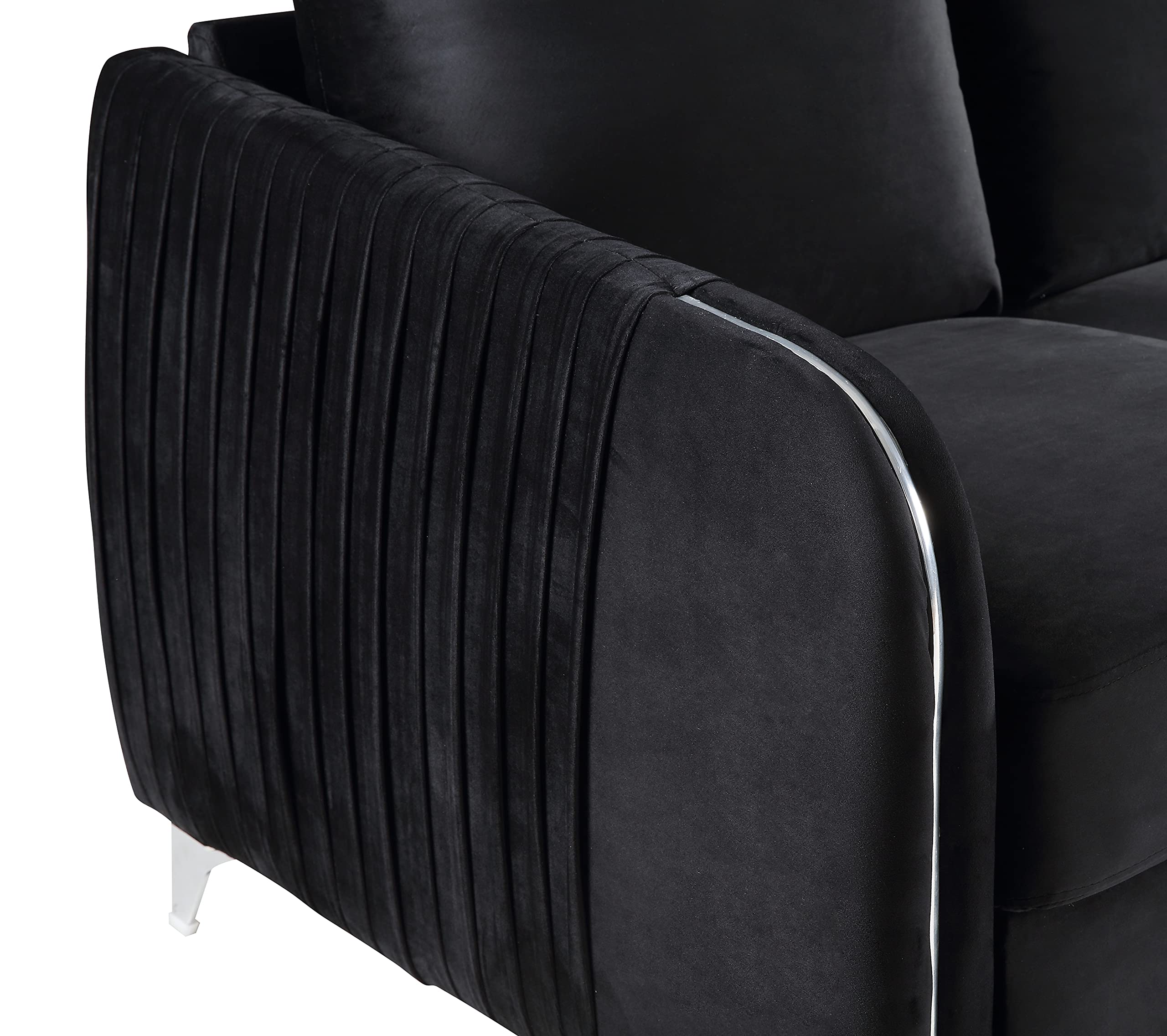 Lilola Home Hathaway Black Velvet Modern Chic Loveseat Couch
